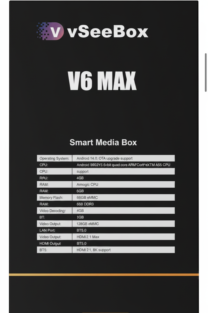vSeeBox V6 Max Specifications